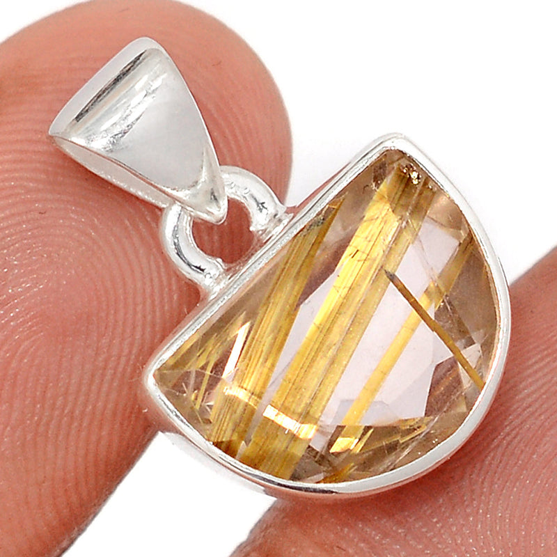 0.8" Golden Rutile Faceted Pendants - GRFP585