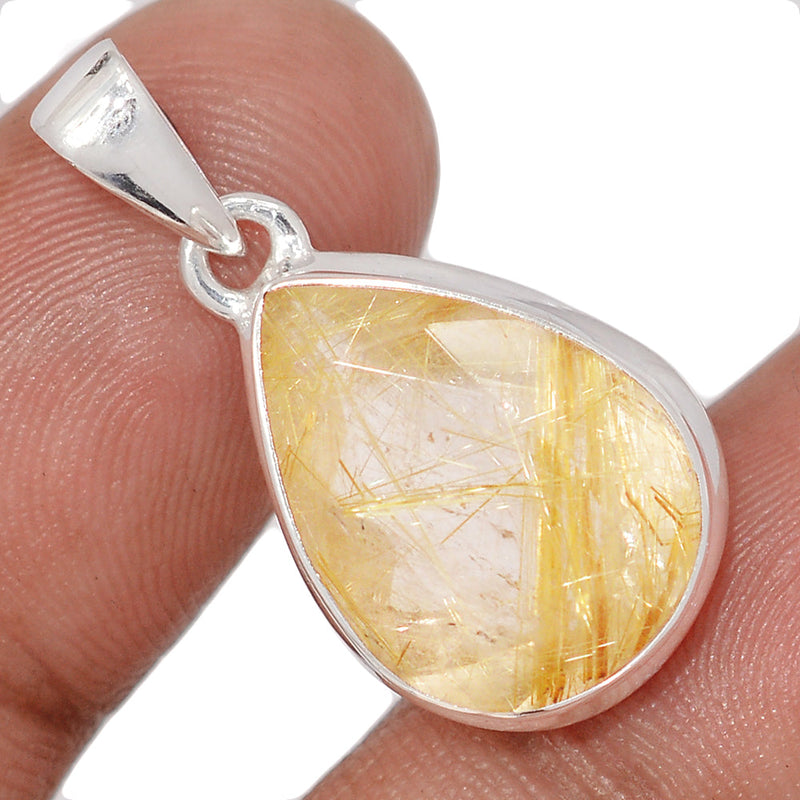 1.2" Golden Rutile Faceted Pendants - GRFP587