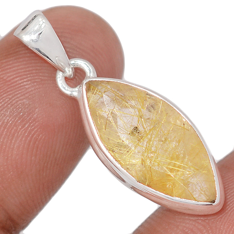 1.2" Golden Rutile Faceted Pendants - GRFP588