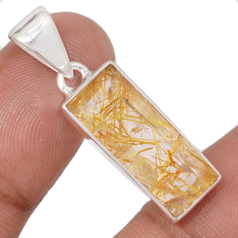 1.3" Golden Rutile Faceted Pendants - GRFP591