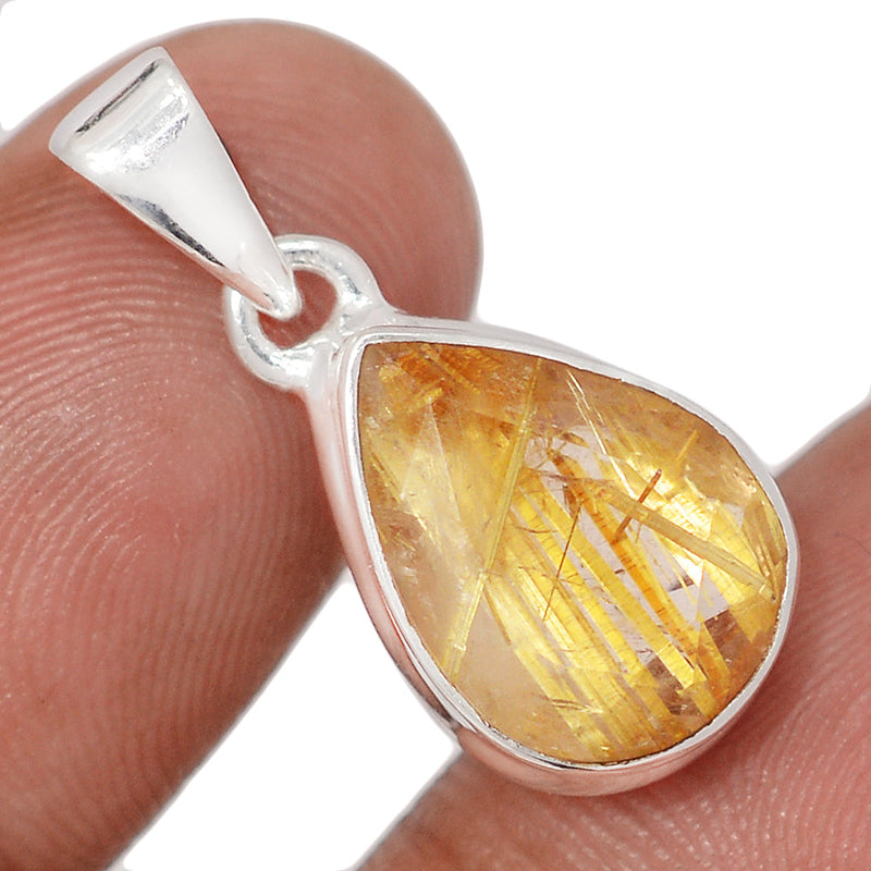 1.1" Golden Rutile Faceted Pendants - GRFP592