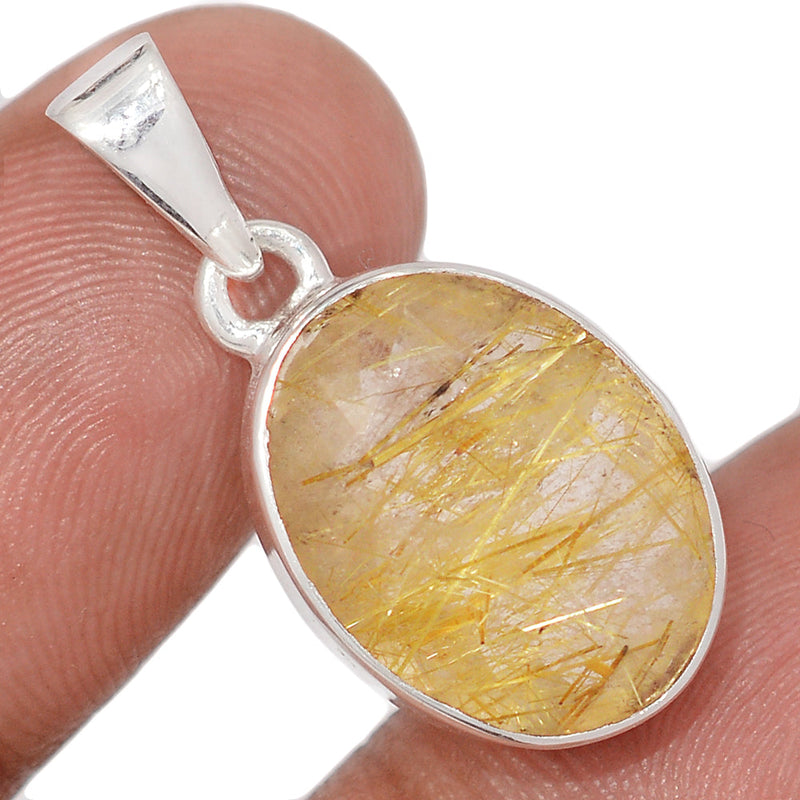 1.1" Golden Rutile Faceted Pendants - GRFP593