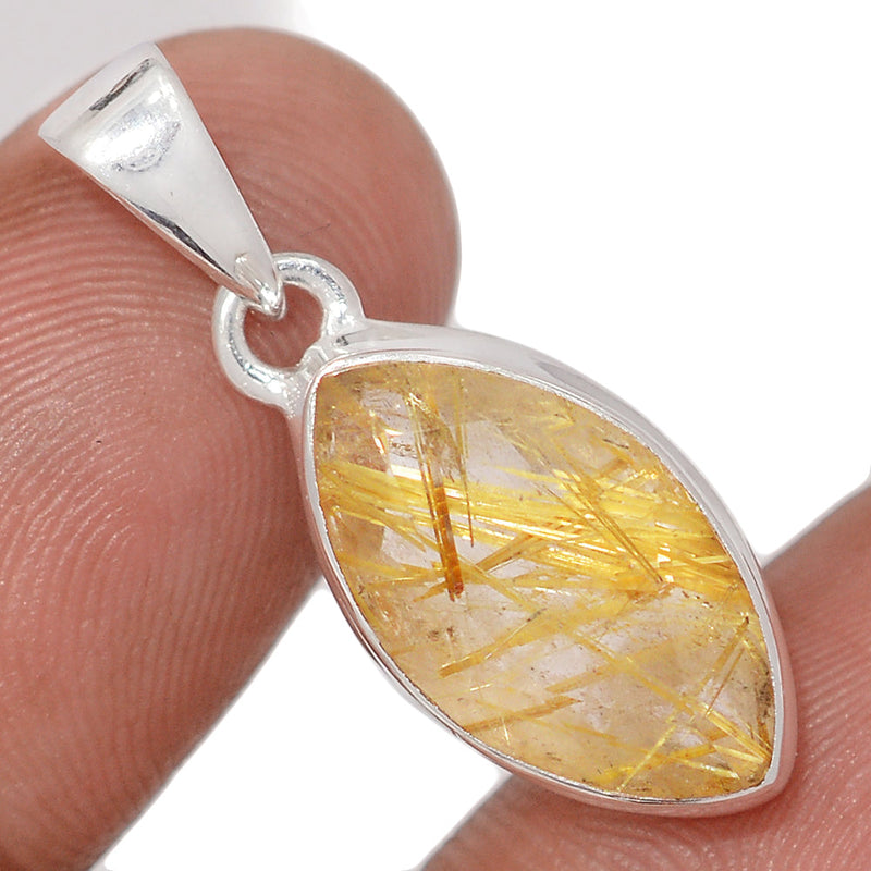 1.2" Golden Rutile Faceted Pendants - GRFP594