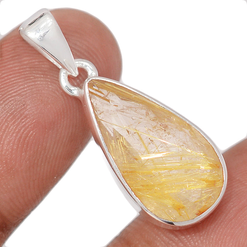 1.2" Golden Rutile Faceted Pendants - GRFP595