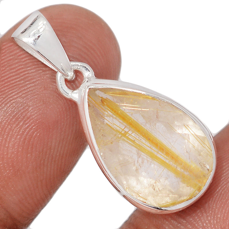 1.2" Golden Rutile Faceted Pendants - GRFP597