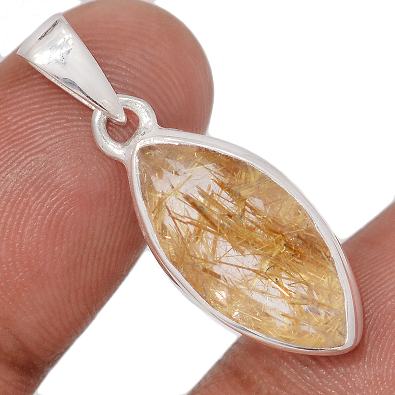 1.2" Golden Rutile Faceted Pendants - GRFP599