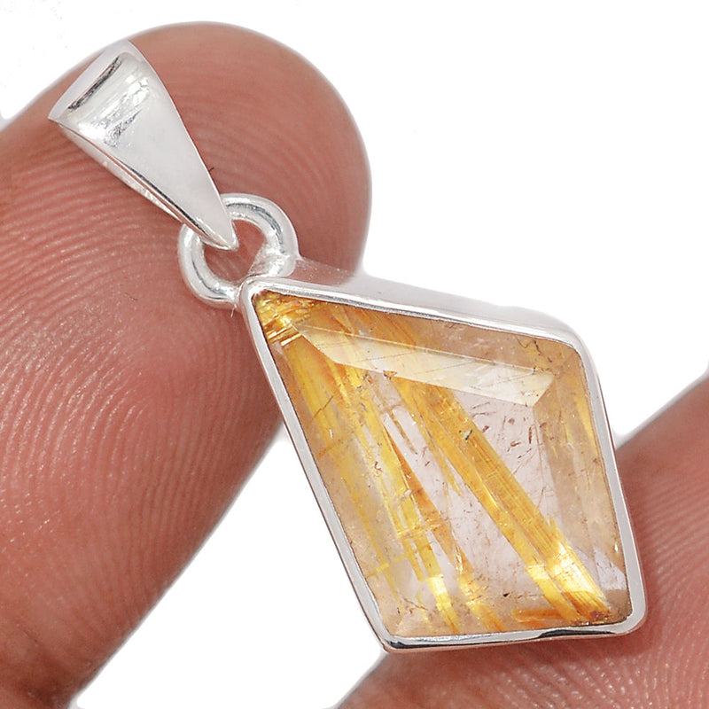 1.2" Golden Rutile Faceted Pendants - GRFP601