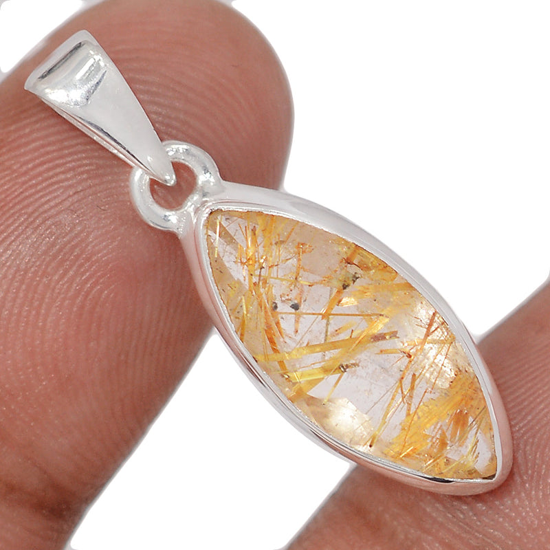 1.2" Golden Rutile Faceted Pendants - GRFP602