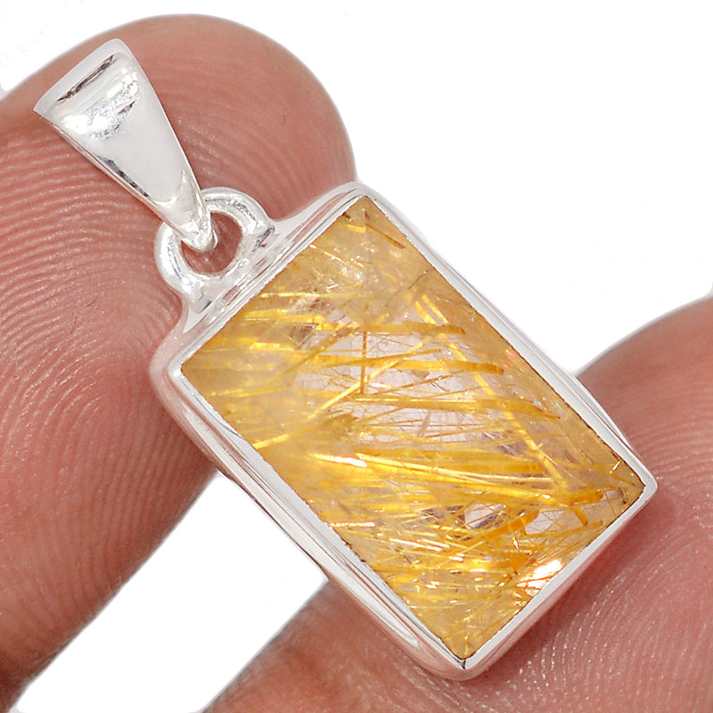 1.1" Golden Rutile Faceted Pendants - GRFP603