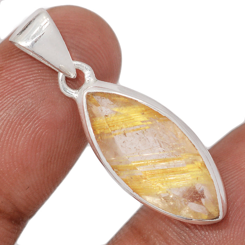 1.3" Golden Rutile Faceted Pendants - GRFP604