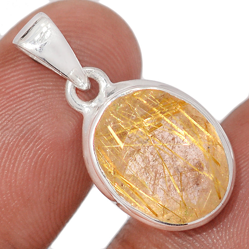 1.1" Golden Rutile Faceted Pendants - GRFP605
