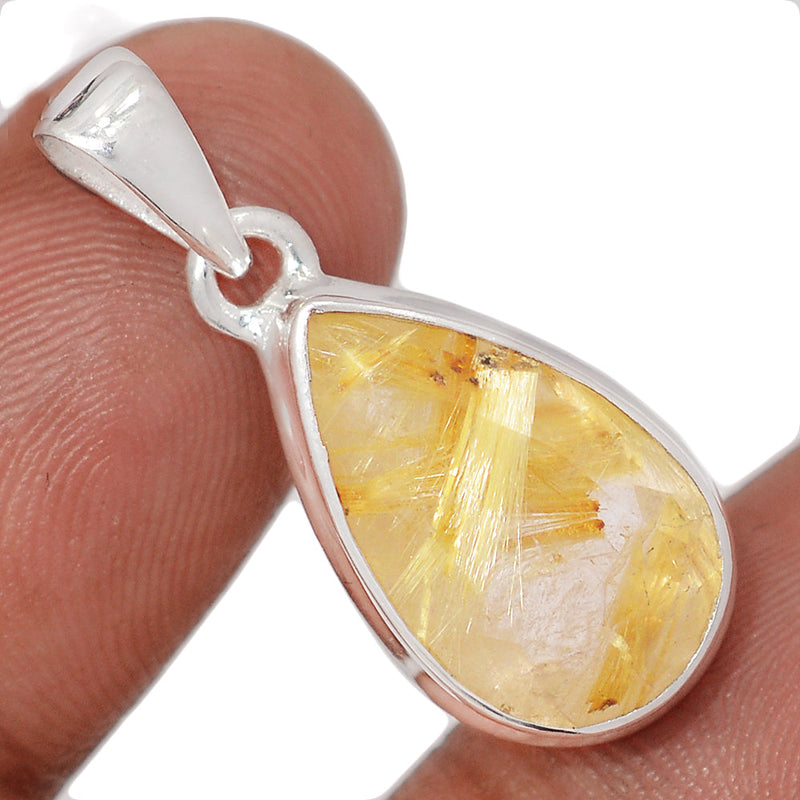 1.2" Golden Rutile Faceted Pendants - GRFP606