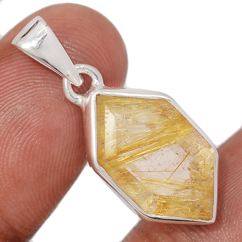 1.2" Golden Rutile Faceted Pendants - GRFP607