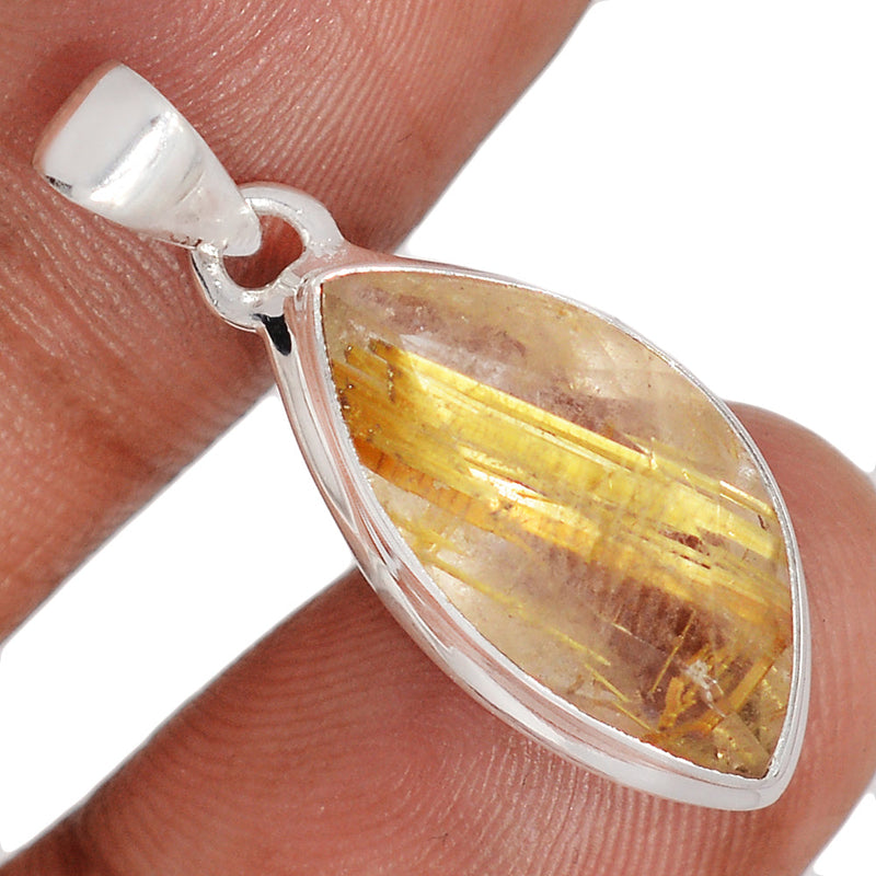 1.2" Golden Rutile Faceted Pendants - GRFP609