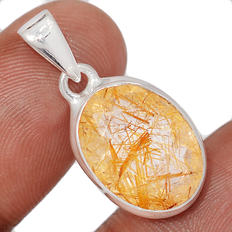 1.1" Golden Rutile Faceted Pendants - GRFP611