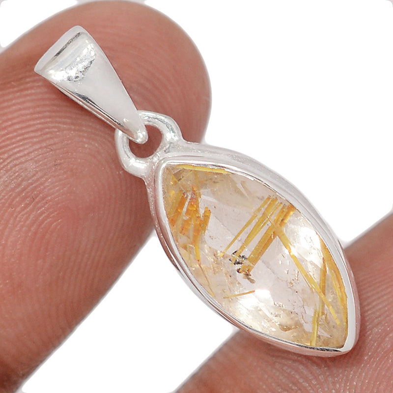 1.1" Golden Rutile Faceted Pendants - GRFP612