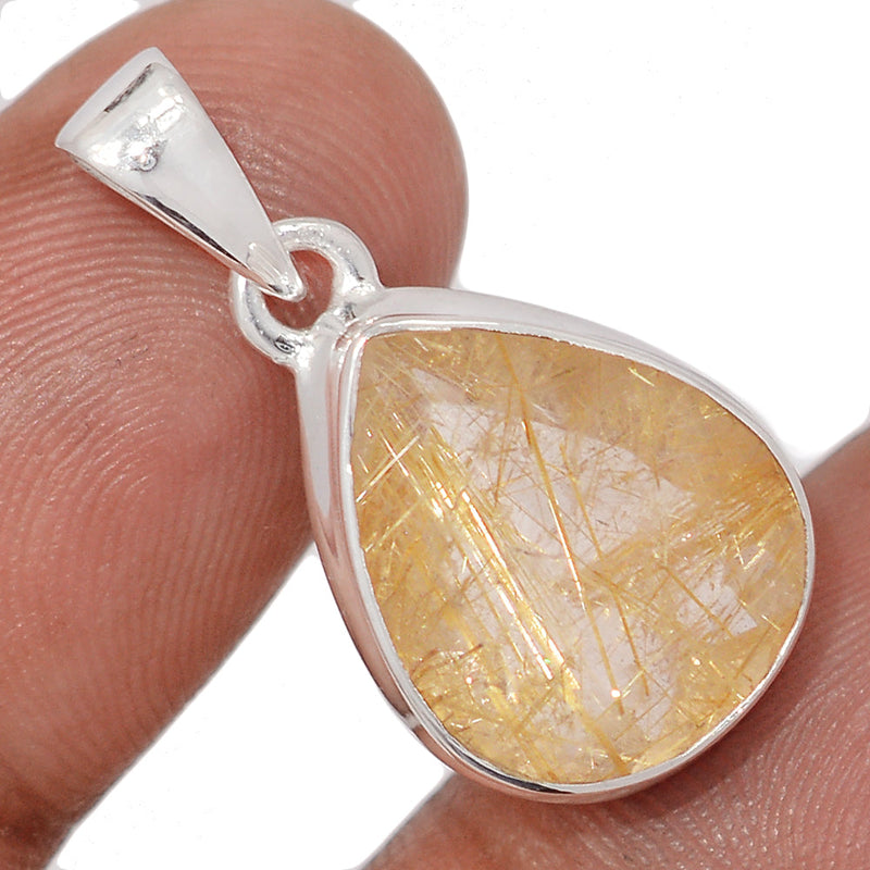 1.1" Golden Rutile Faceted Pendants - GRFP614