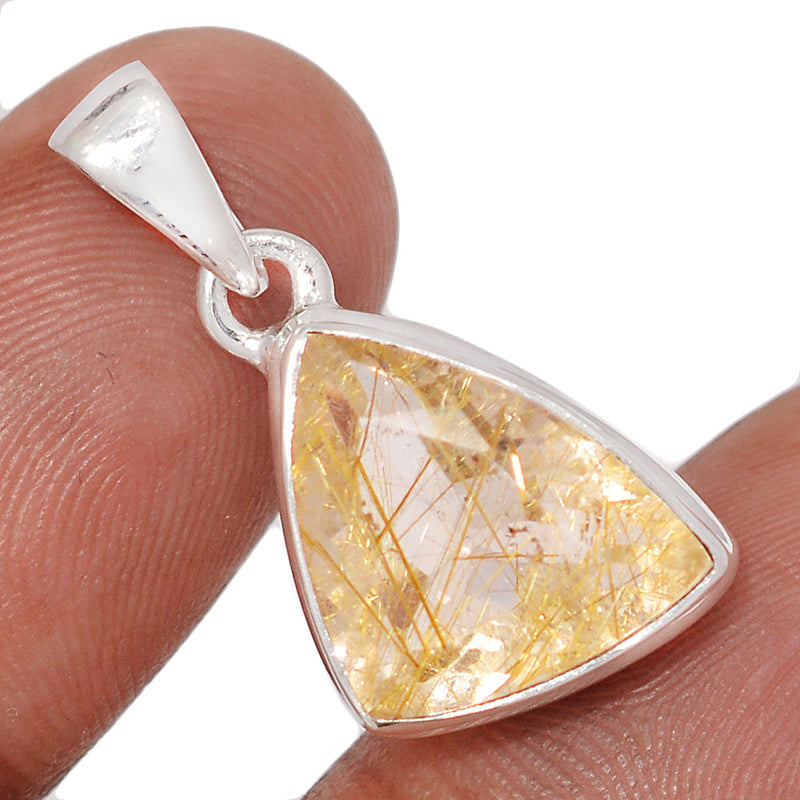 1.1" Golden Rutile Faceted Pendants - GRFP615