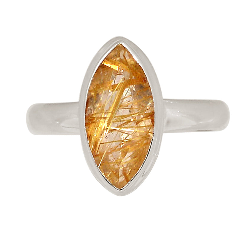 Golden Rutile Faceted Ring - GRFR389