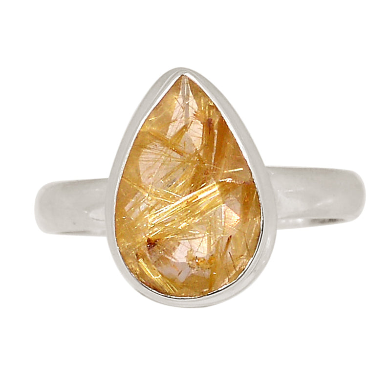 Golden Rutile Faceted Ring - GRFR396