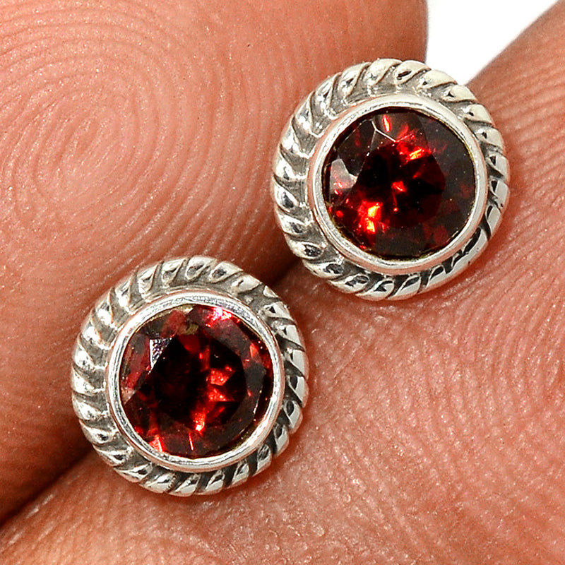 Garnet Faceted Studs - GRFS698