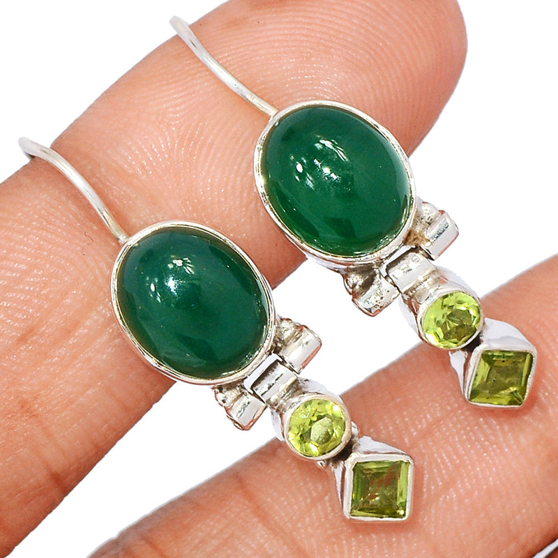 1.5" Green Onyx & Peridot Earrings - GROE467