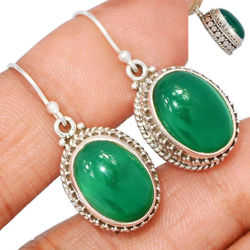 1.2" Fine Filigree - Green Onyx Earrings - GROE471