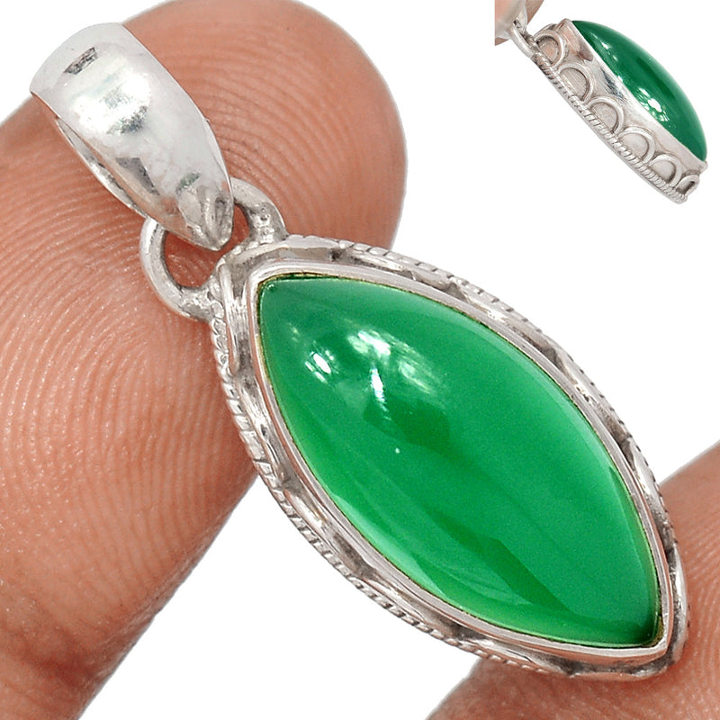 1.3" Fine Filigree - Green Onyx Pendants - GROP789