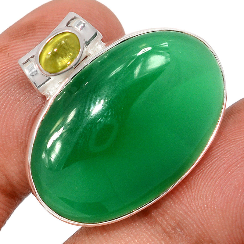 1" Green Onyx & Peridot Cabochon Pendants - GROP808