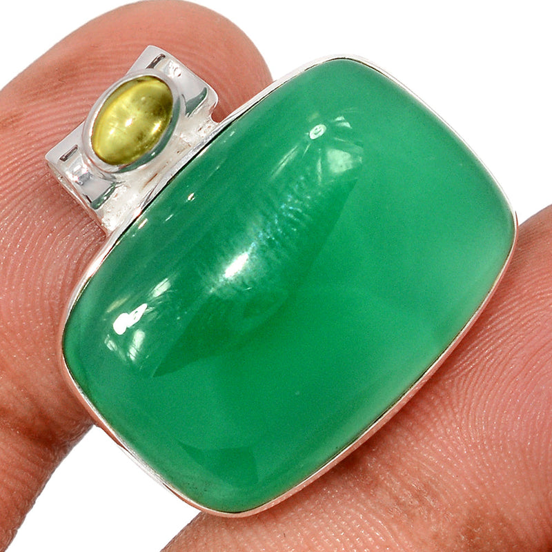 1" Green Onyx & Peridot Cabochon Pendants - GROP809