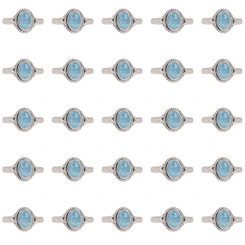 25 Pieces Mix Lot - Small Filigree - Aquamarine Ring - GSFR40