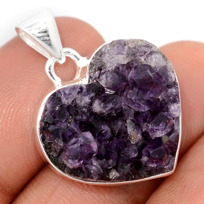 1.1" Heart Amethyst Cluster Druzy Pendants - HADP694
