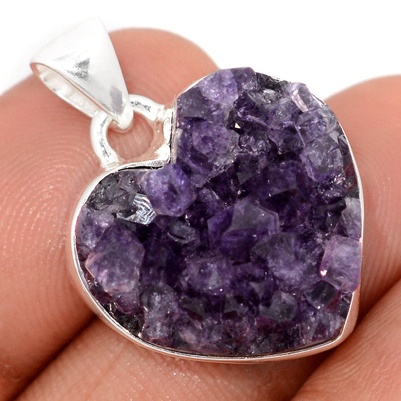 1.1" Heart Amethyst Cluster Druzy Pendants - HADP697