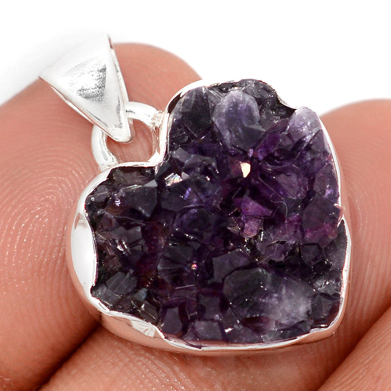 1" Heart Amethyst Cluster Druzy Pendants - HADP699