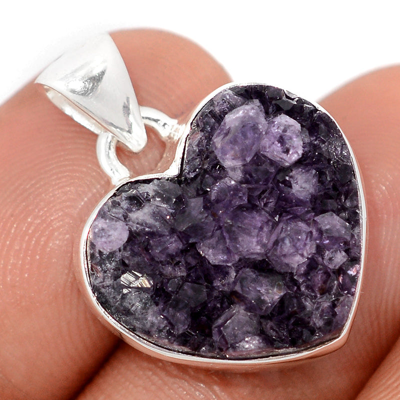 1" Heart Amethyst Cluster Druzy Pendants - HADP700