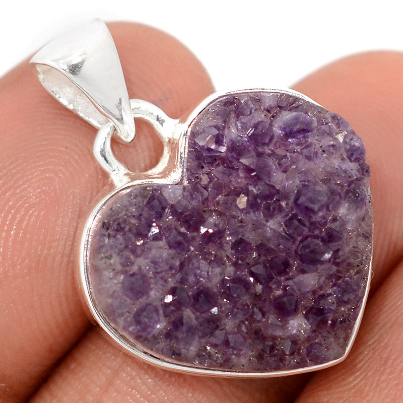1" Heart Amethyst Cluster Druzy Pendants - HADP701