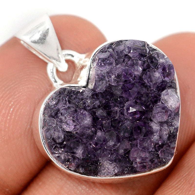 1" Heart Amethyst Cluster Druzy Pendants - HADP709
