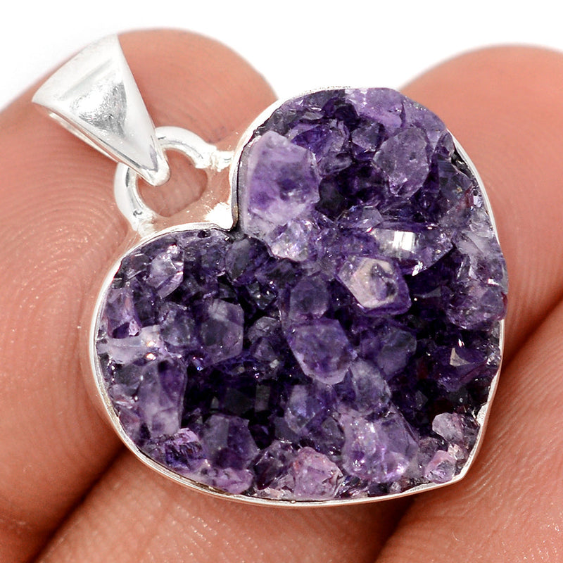 1.1" Heart Amethyst Cluster Druzy Pendants - HADP710
