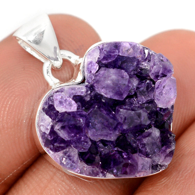 1.1" Heart Amethyst Cluster Druzy Pendants - HADP711