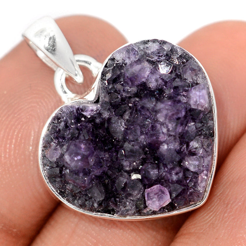 1" Heart Amethyst Cluster Druzy Pendants - HADP712