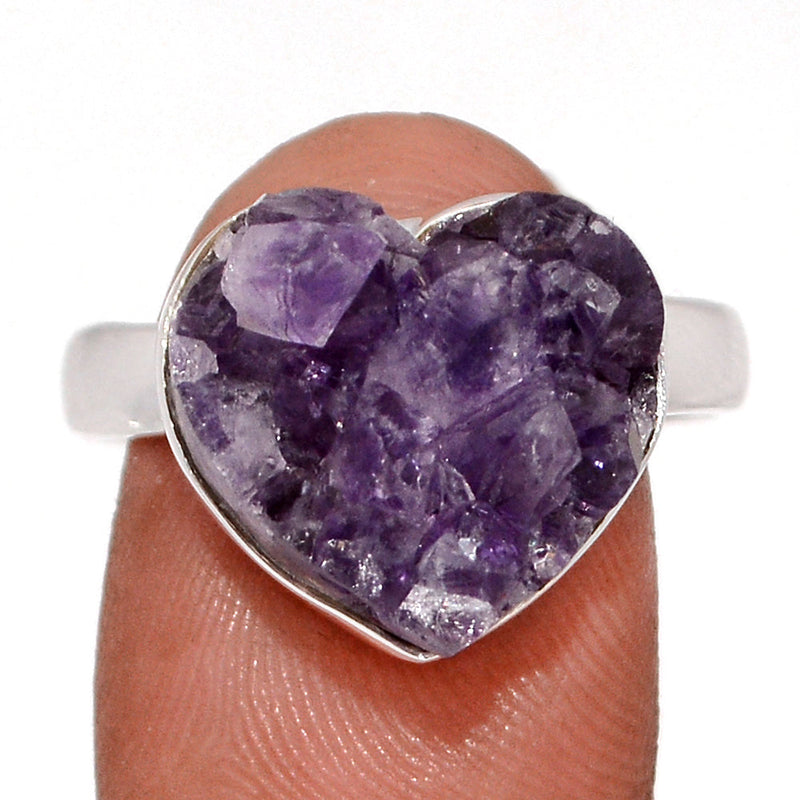 Heart Amethyst Cluster Uruguay Druzy Ring - HADR332