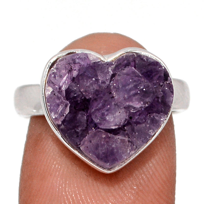 Heart Amethyst Cluster Uruguay Druzy Ring - HADR333