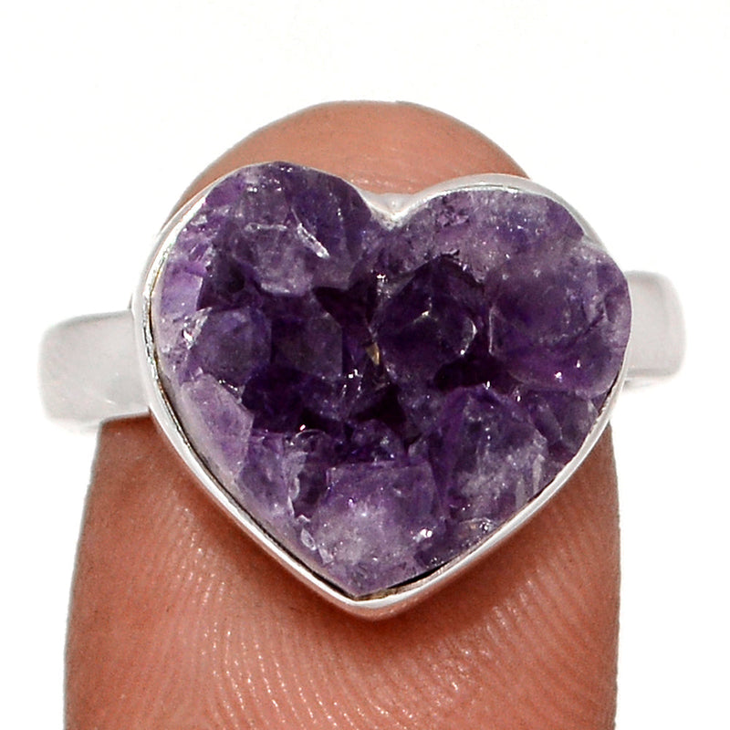 Heart Amethyst Cluster Uruguay Druzy Ring - HADR334