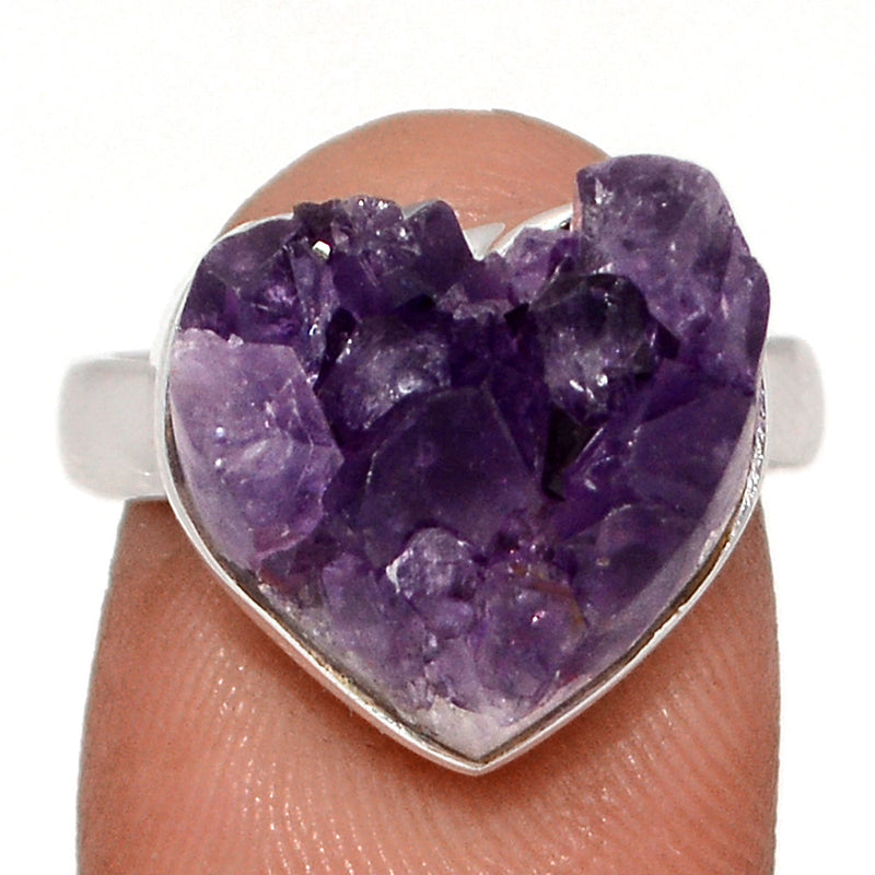 Heart Amethyst Cluster Uruguay Druzy Ring - HADR336