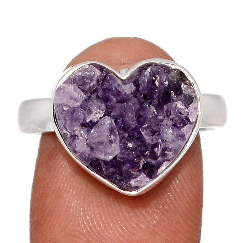 Heart Amethyst Cluster Uruguay Druzy Ring - HADR337