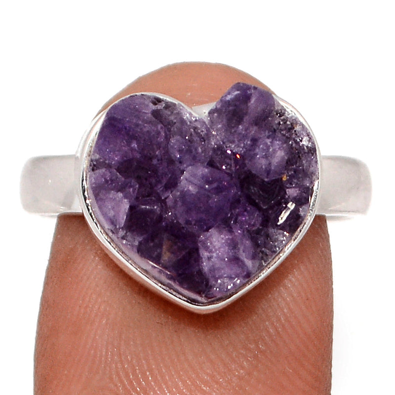 Heart Amethyst Cluster Uruguay Druzy Ring - HADR338