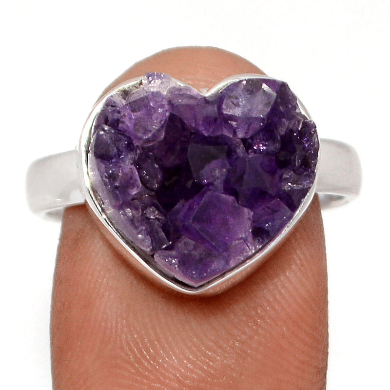 Heart Amethyst Cluster Uruguay Druzy Ring - HADR340