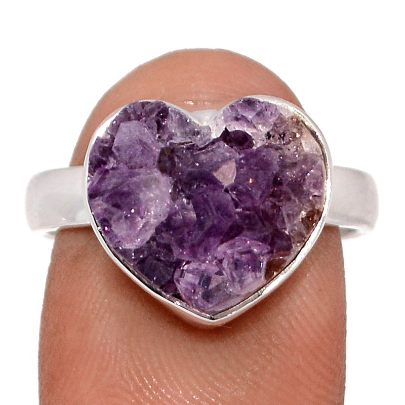 Heart Amethyst Cluster Uruguay Druzy Ring - HADR341