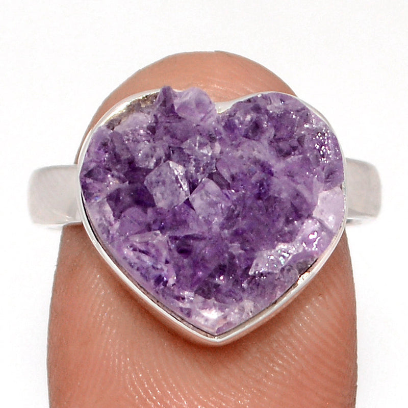 Heart Amethyst Cluster Uruguay Druzy Ring - HADR342