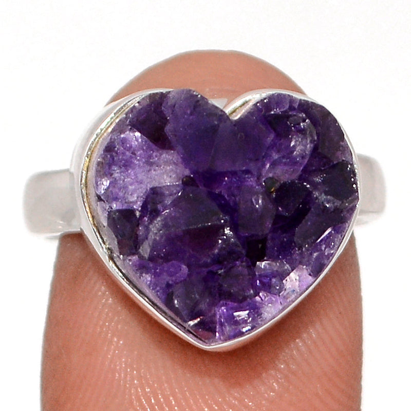 Heart Amethyst Cluster Uruguay Druzy Ring - HADR343
